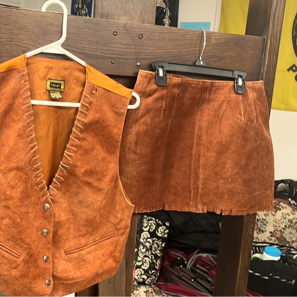 Vintage Native American leather vest with skirt